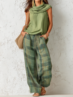 Runa™ | Sleeveless Top And Plaid Trousers Set
