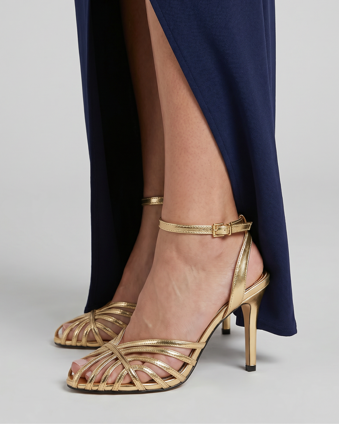 Sabine | Metallic Strappy Pointed Toe Heels