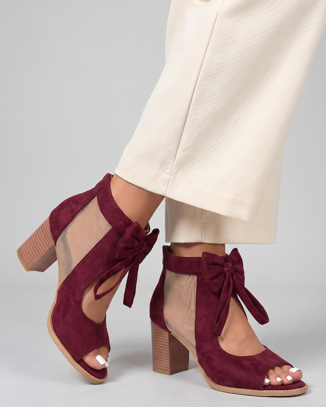 Comone | Bow Tie Open Toe Block Heels