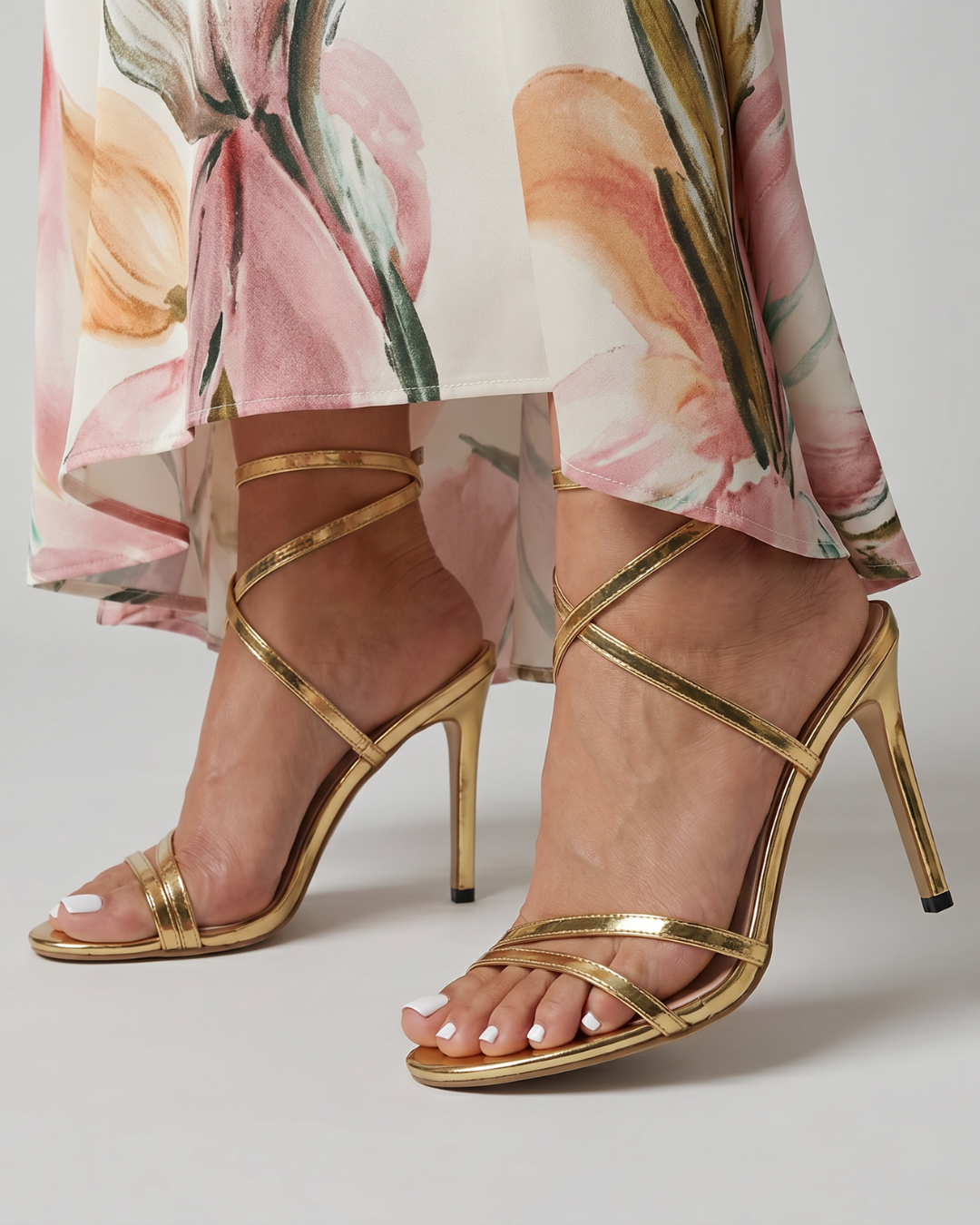 Isolde | Metallic Wrap Strap Stiletto Heels