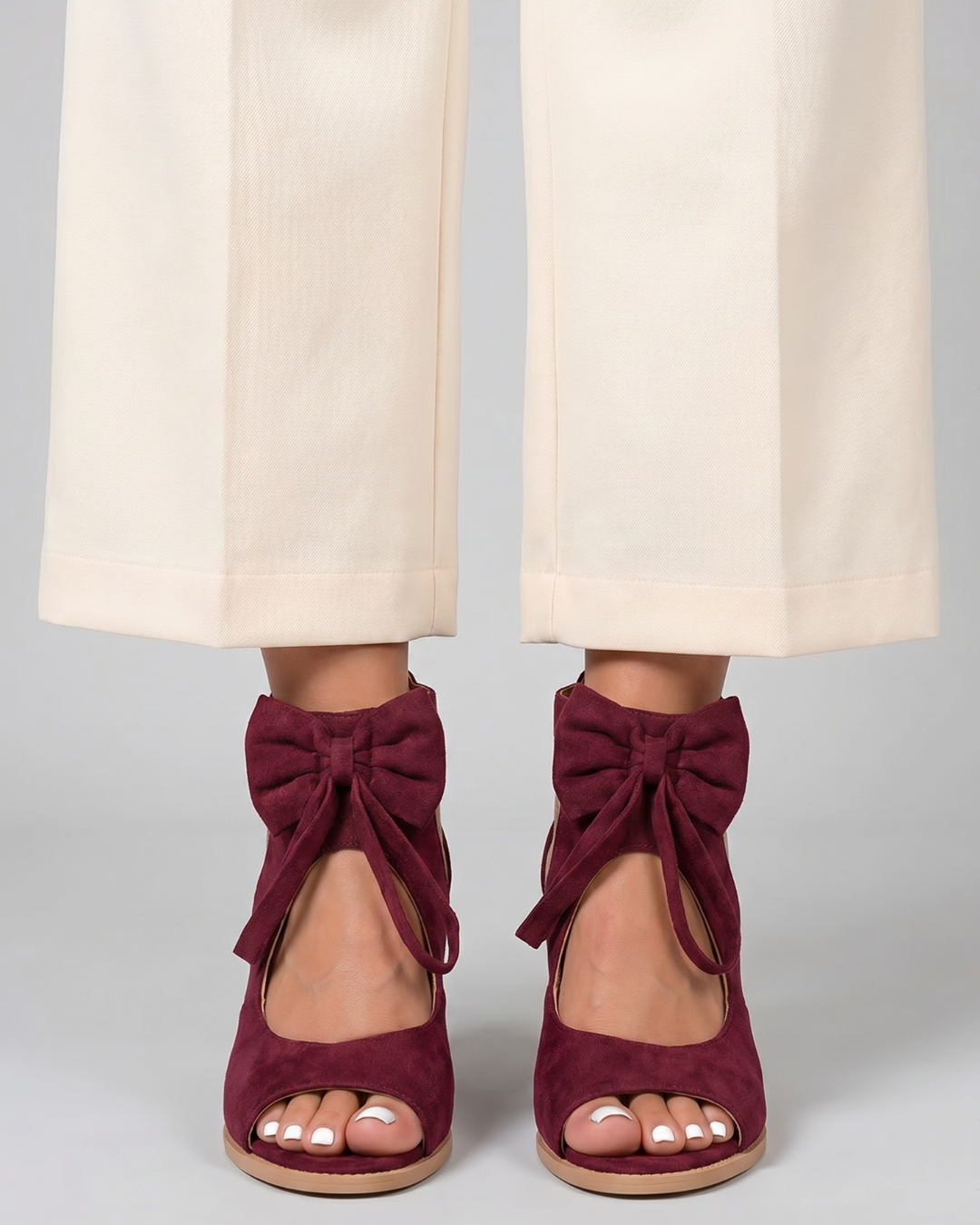Comone | Bow Tie Open Toe Block Heels