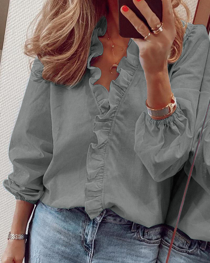 MAISY™ – Ruffled V-Neck Blouse