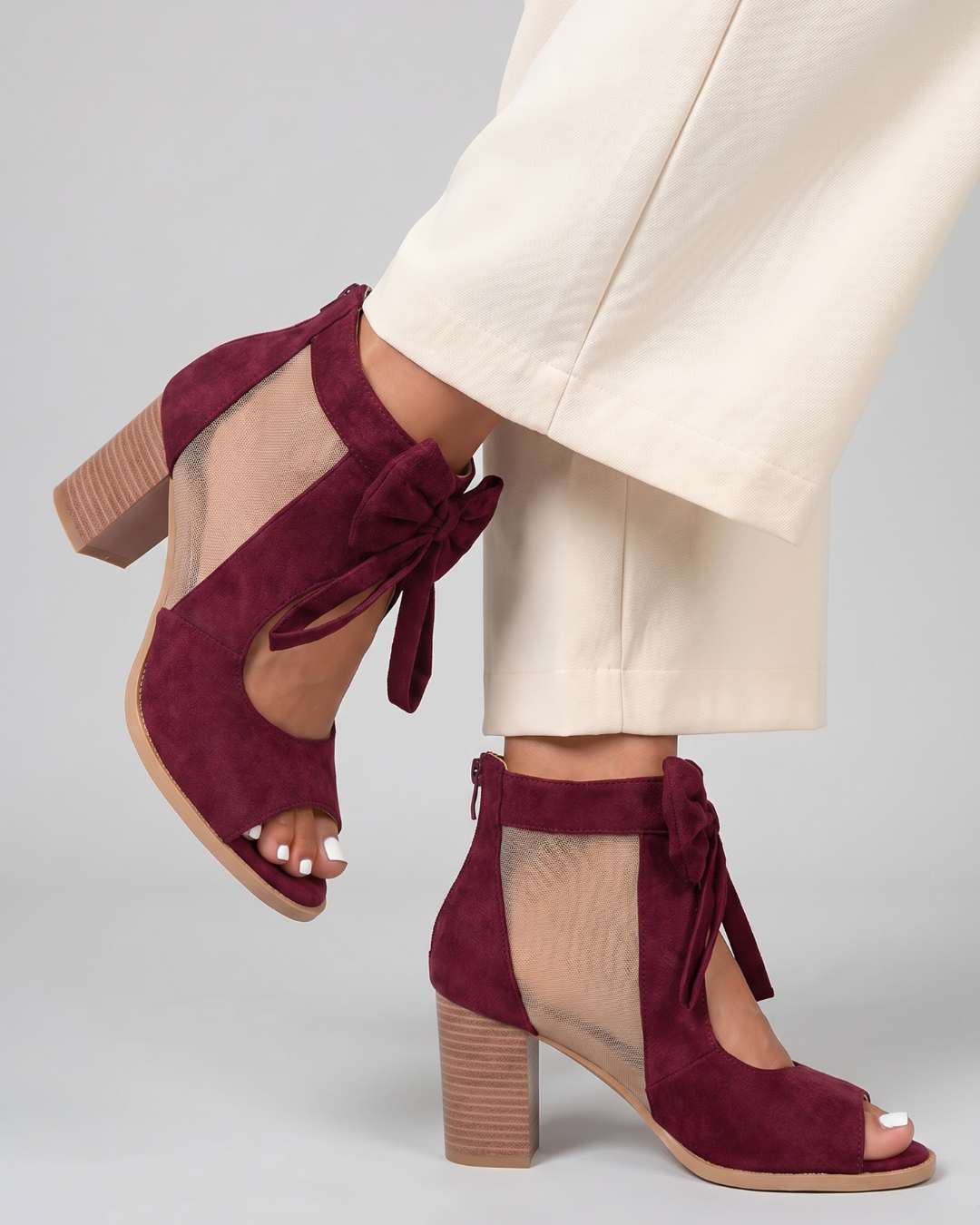 Comone | Bow Tie Open Toe Block Heels