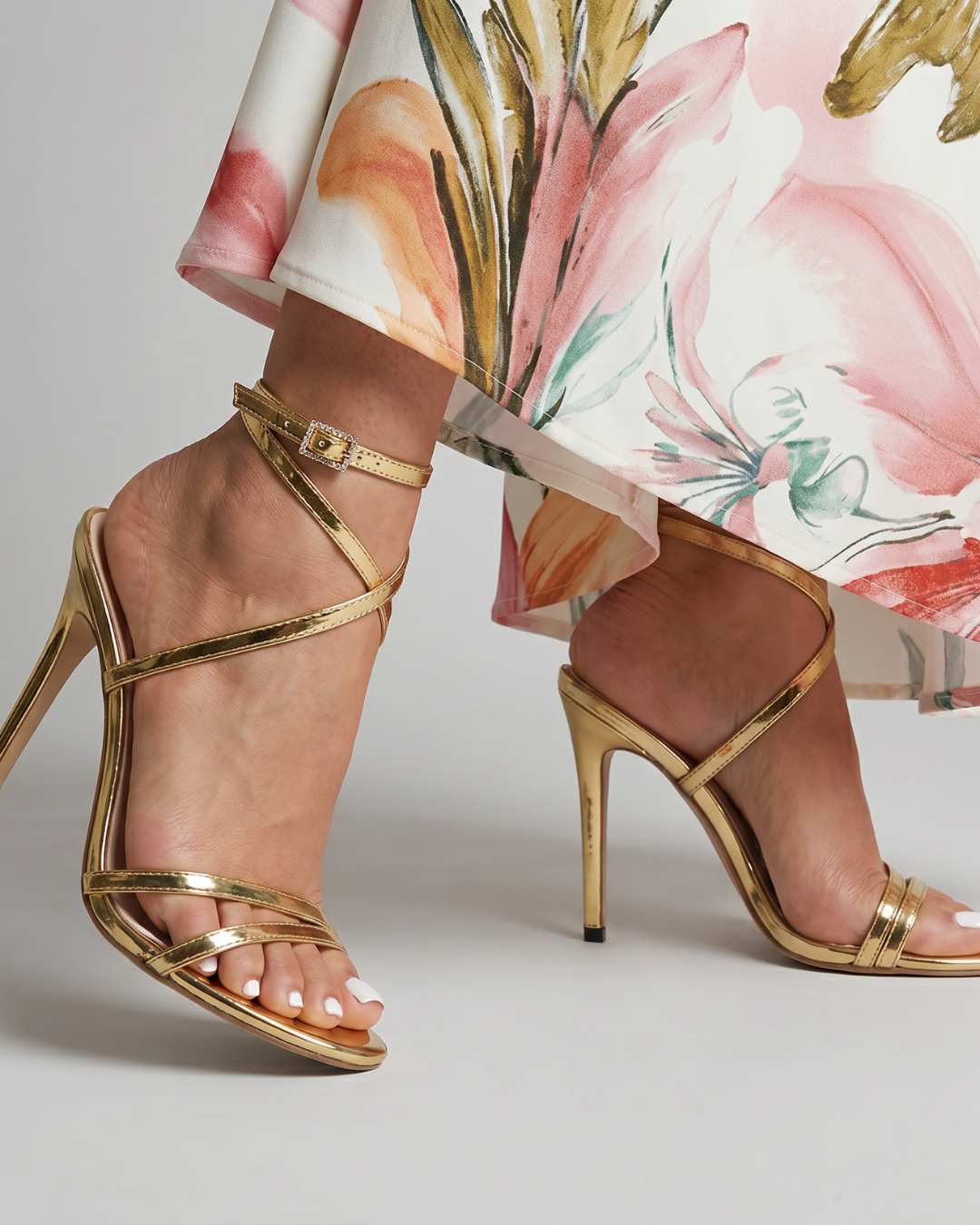 Isolde | Metallic Wrap Strap Stiletto Heels