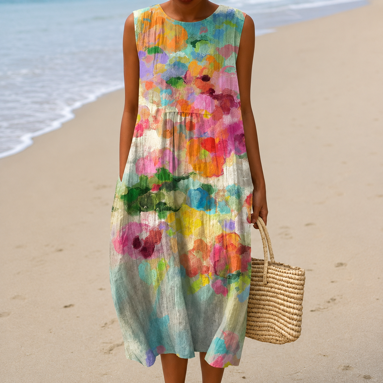 Nora™ | Airy Tummy-Flattering Floral Midi Dress