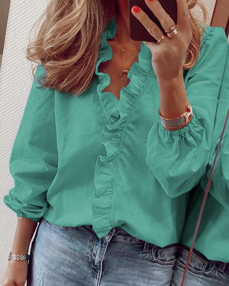 MAISY™ – Ruffled V-Neck Blouse