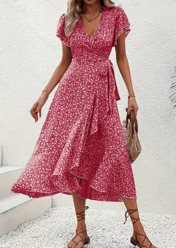 FLEURIE™ - Floral Wrap Midi Dress