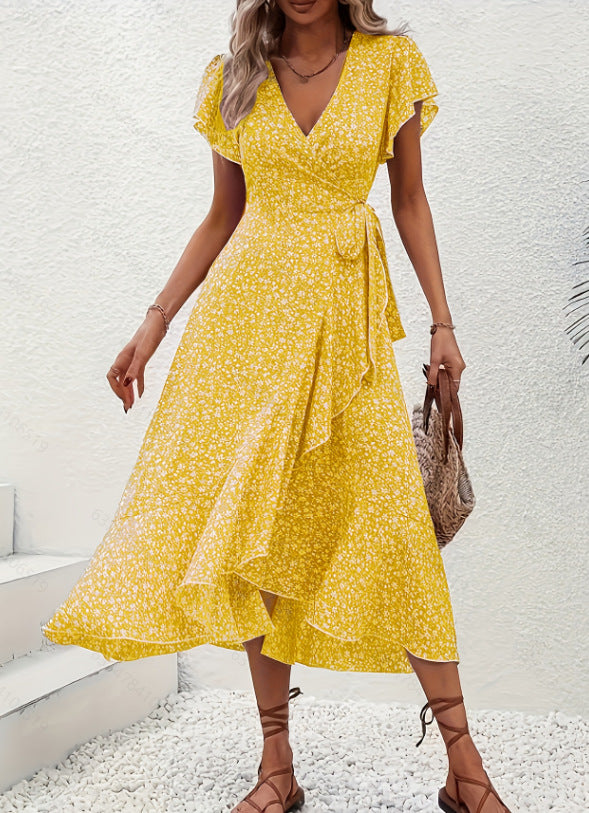 FLEURIE™ - Floral Wrap Midi Dress