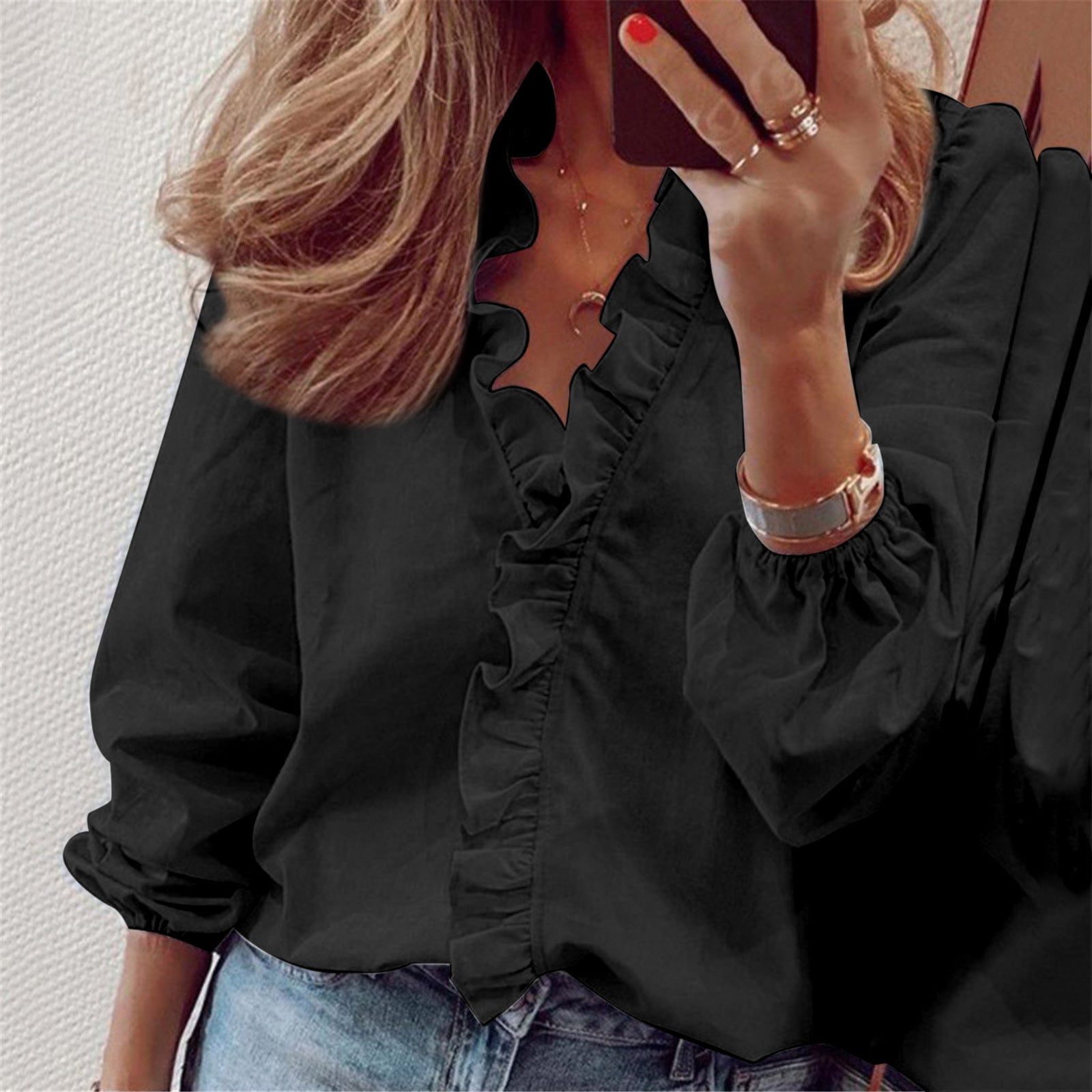 MAISY™ – Ruffled V-Neck Blouse