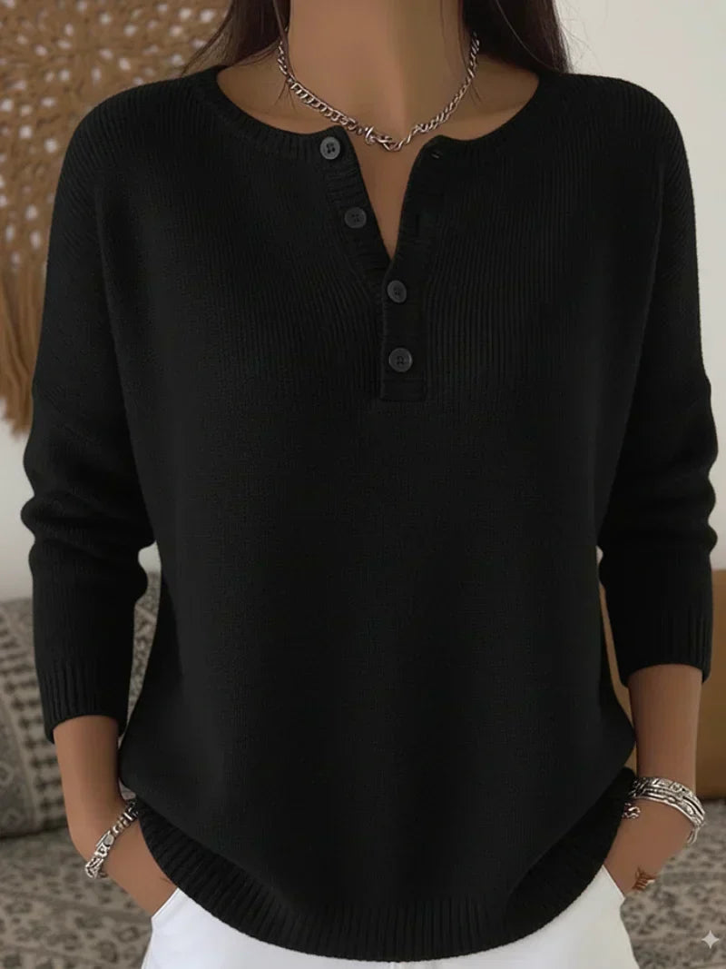 Claire | Henley Button-Up Knit Sweater