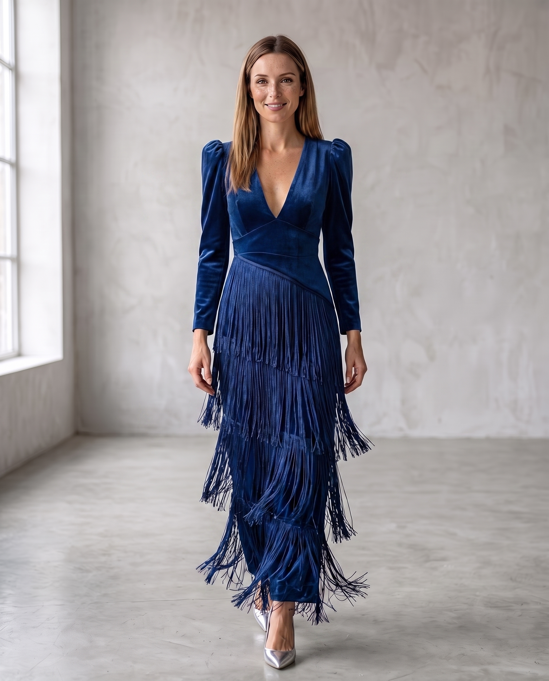 Claire | Elegant dress with fringe sleeves