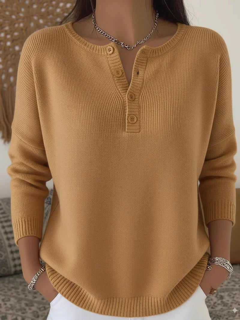 Claire | Henley Button-Up Knit Sweater