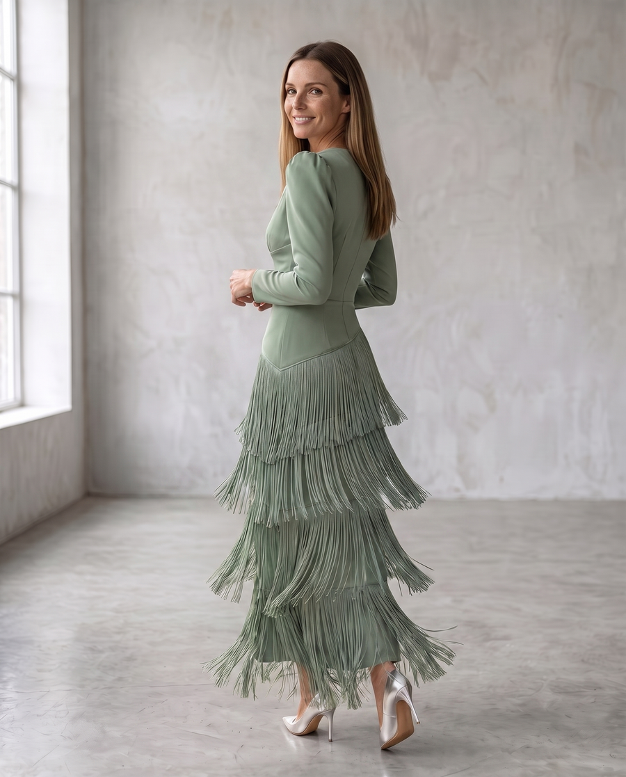 Claire | Elegant dress with fringe sleeves