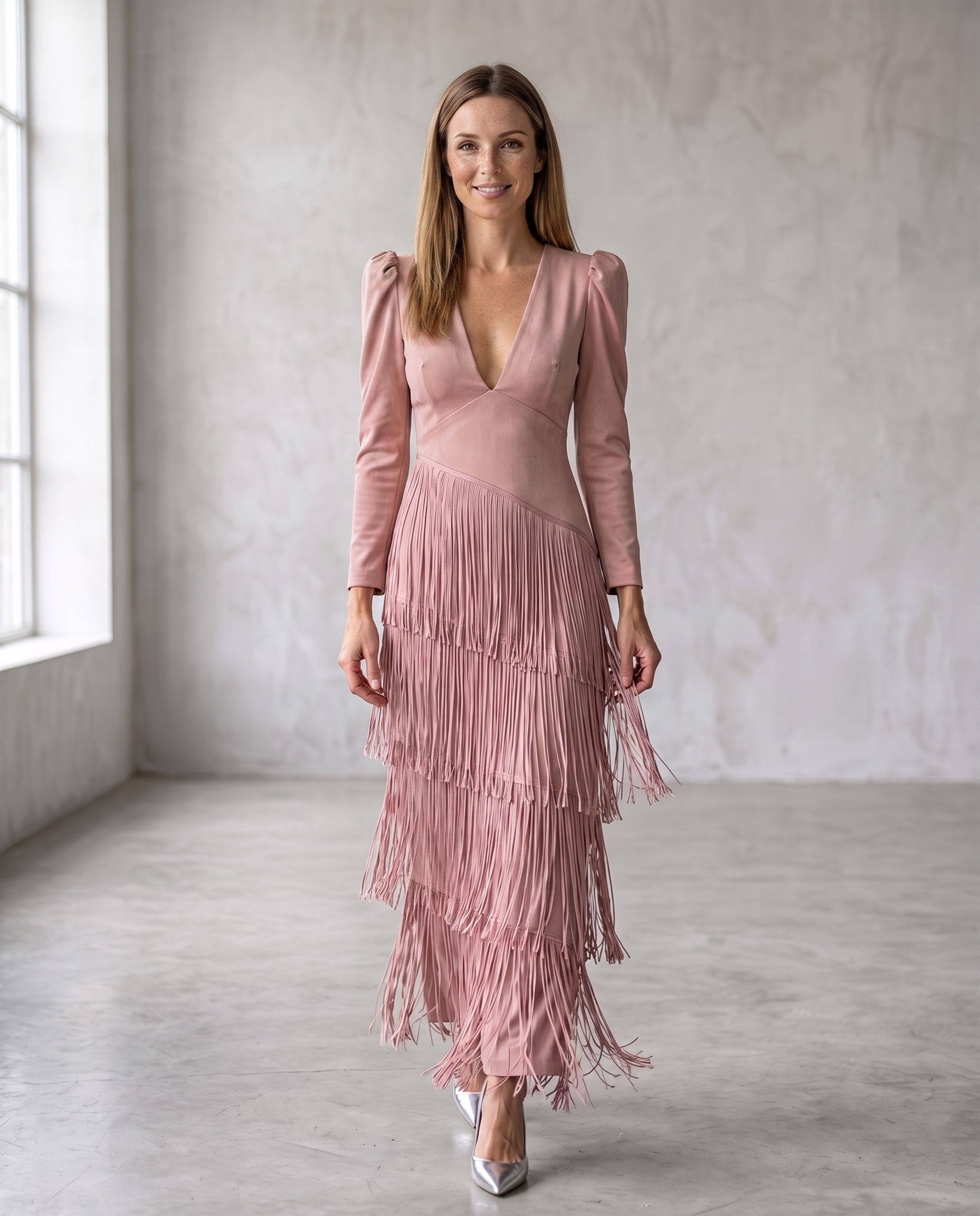 Claire | Elegant dress with fringe sleeves