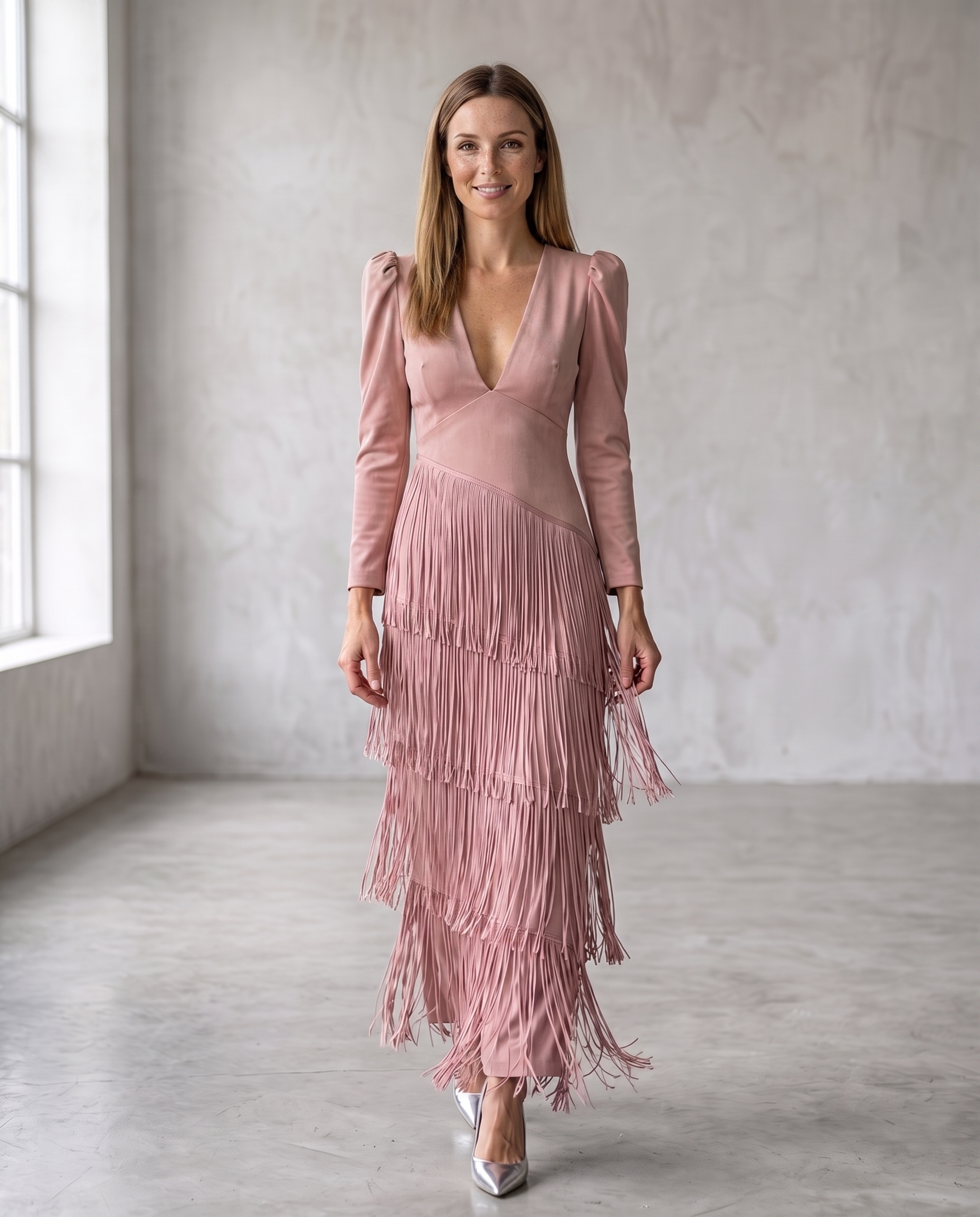 Claire | Elegant dress with fringe sleeves