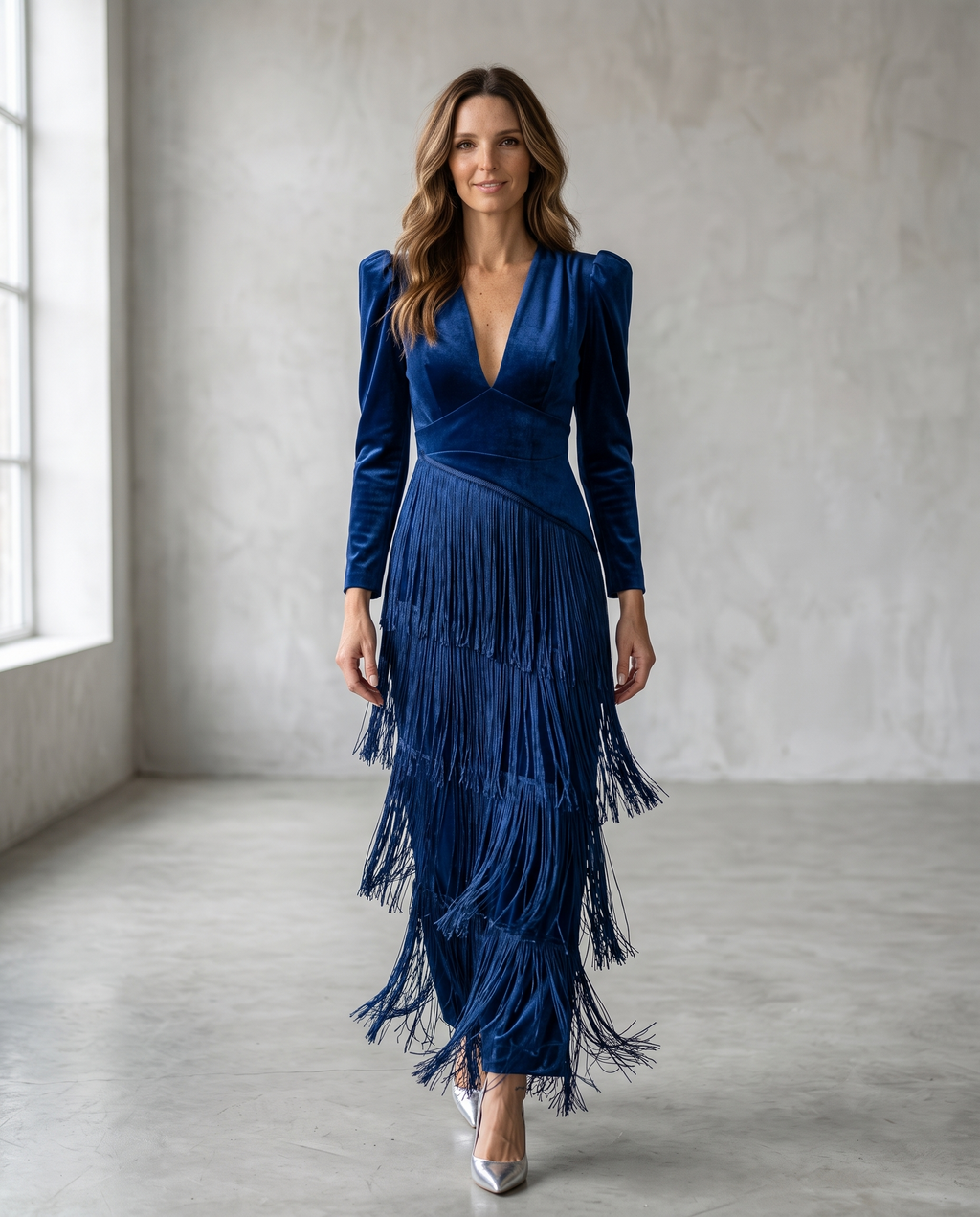 Claire | Elegant dress with fringe sleeves