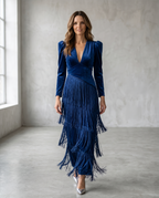 Claire | Elegant dress with fringe sleeves