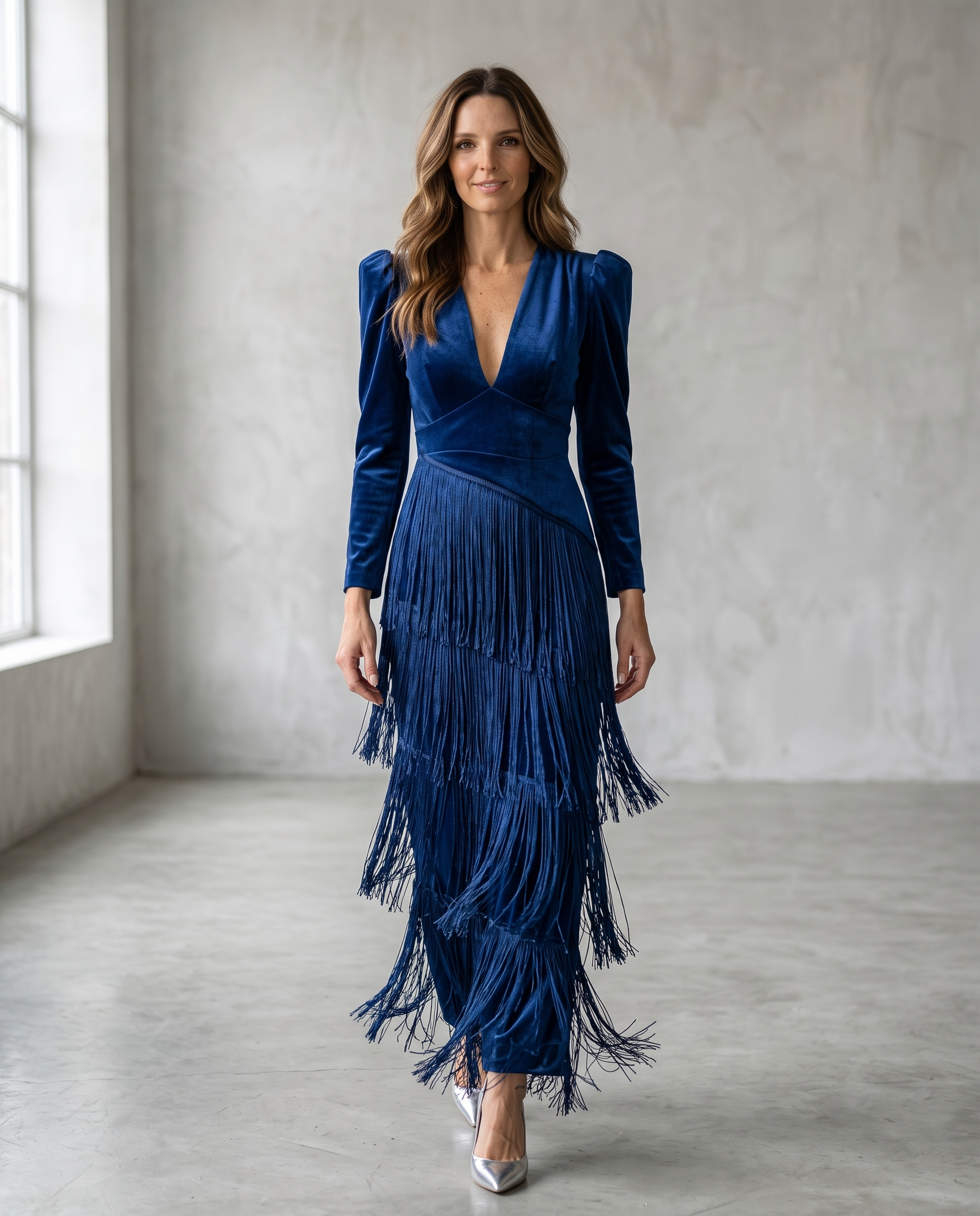 Claire | Elegant dress with fringe sleeves