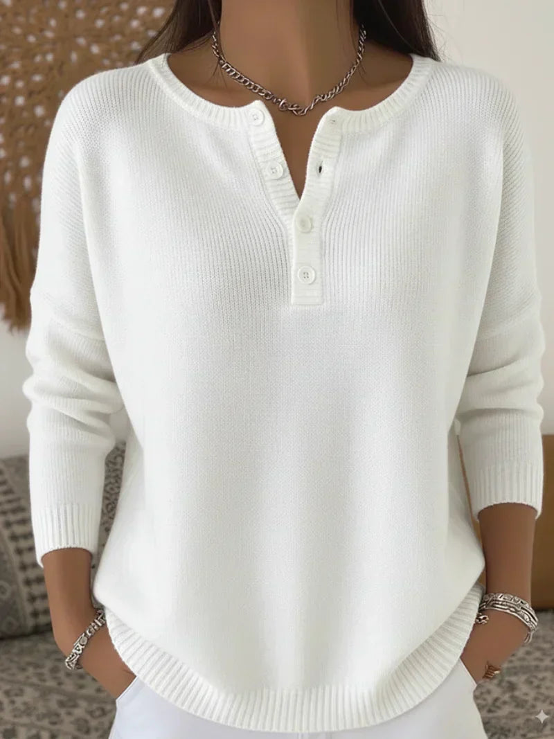 Claire | Henley Button-Up Knit Sweater