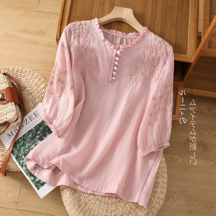 Vasilene | Button-Front Blouse