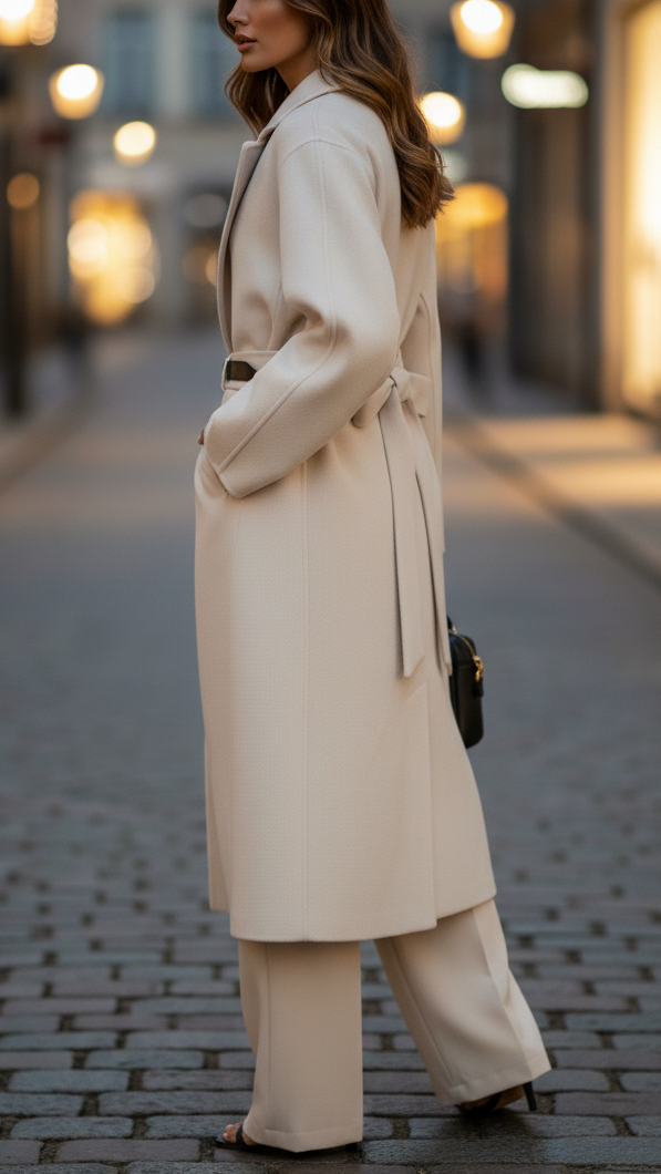 Elena Beige | Belted Wrap Coat