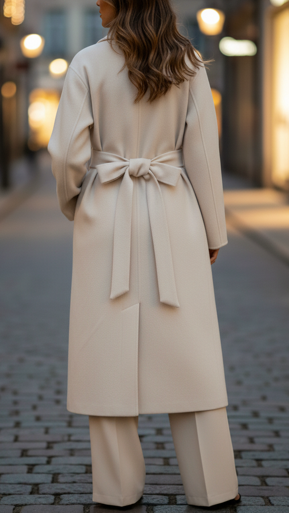 Elena Beige | Belted Wrap Coat