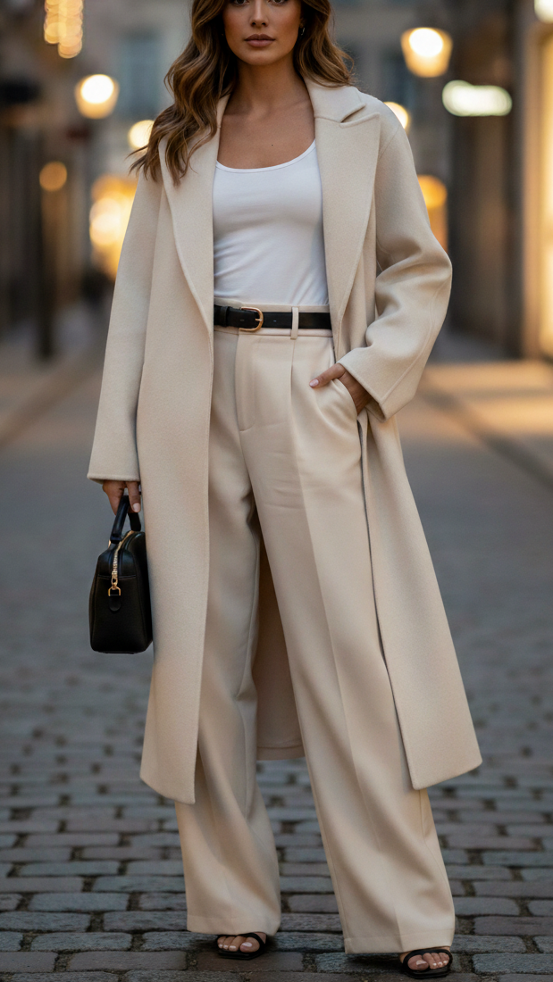 Elena Beige | Belted Wrap Coat