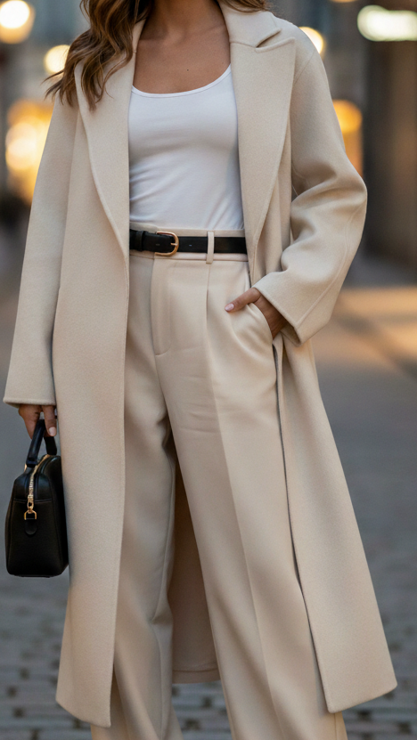 Elena Beige | Belted Wrap Coat