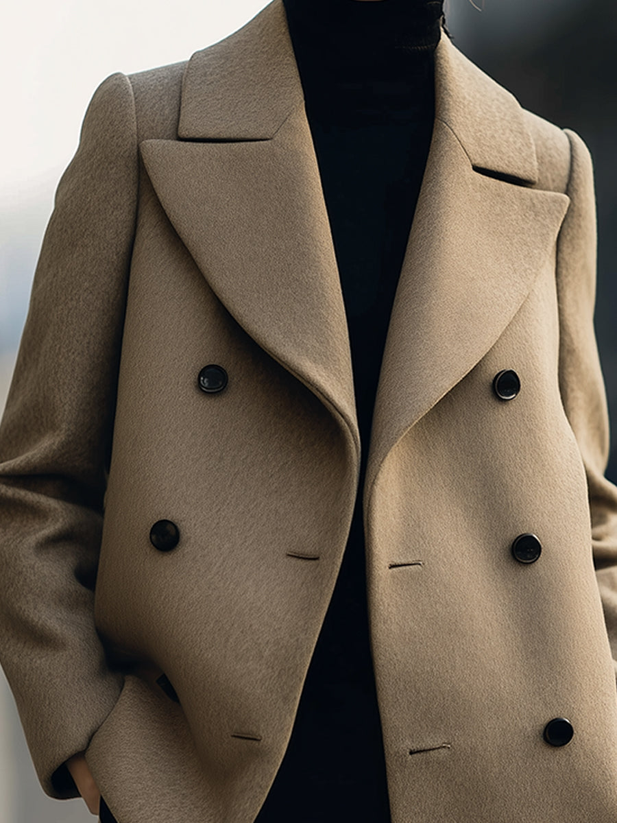 Elena | Short Double-Breasted Camel Coat