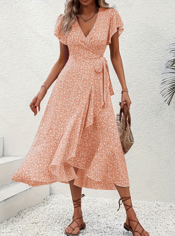 FLEURIE™ - Floral Wrap Midi Dress