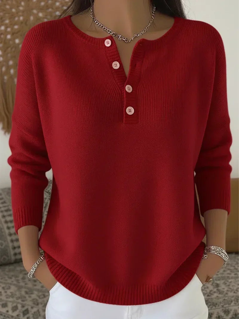 Claire | Henley Button-Up Knit Sweater