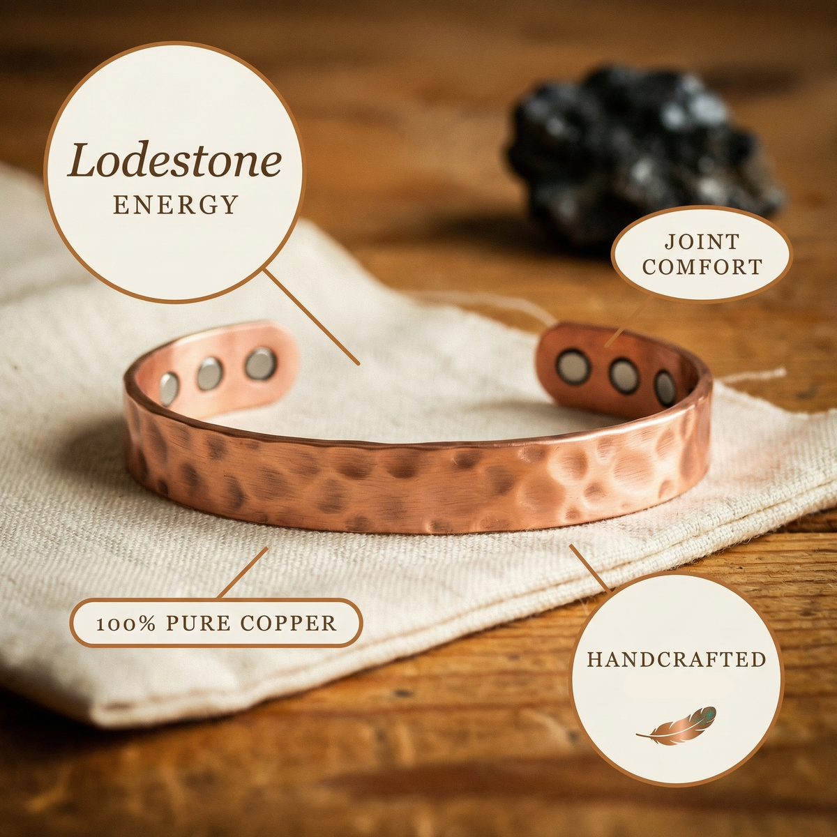 Lodestone Copper Bracelet