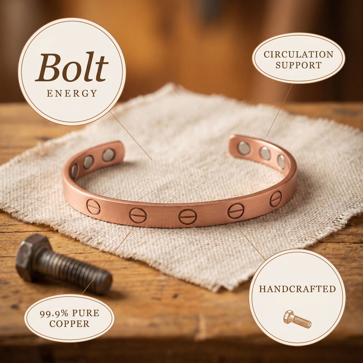 Bolt Copper Bracelet