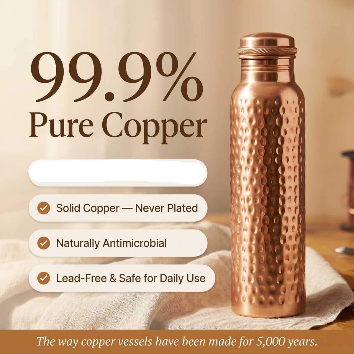 Pure Copper Water Bottle