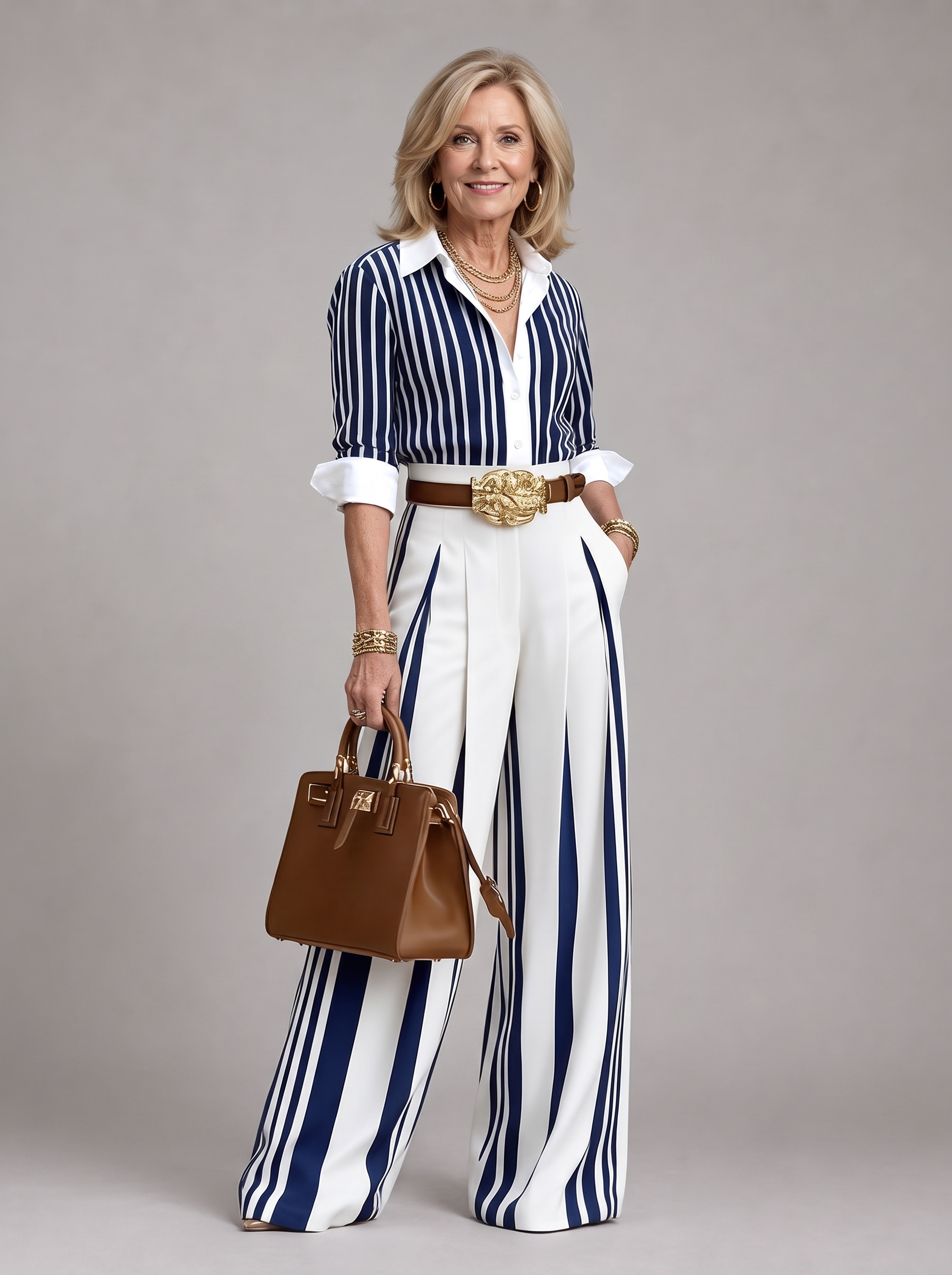 Hailey Elegant Striped Two-Piece Set