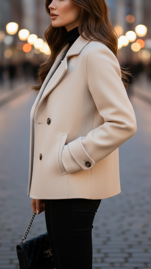 Ivory | Short Double-Breasted Coat