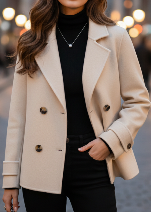 Ivory | Short Double-Breasted Coat