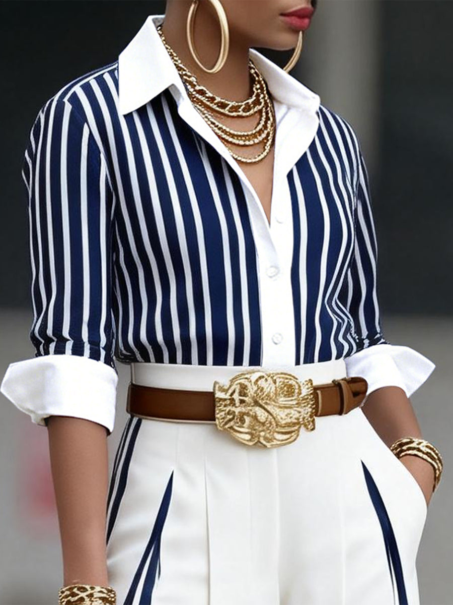 Hailey Elegant Striped Two-Piece Set