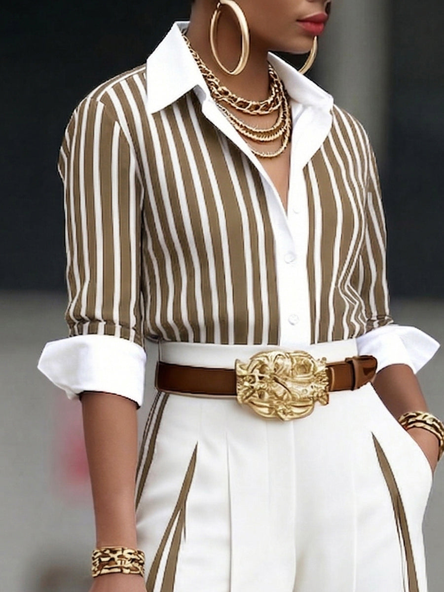 Hailey Elegant Striped Two-Piece Set