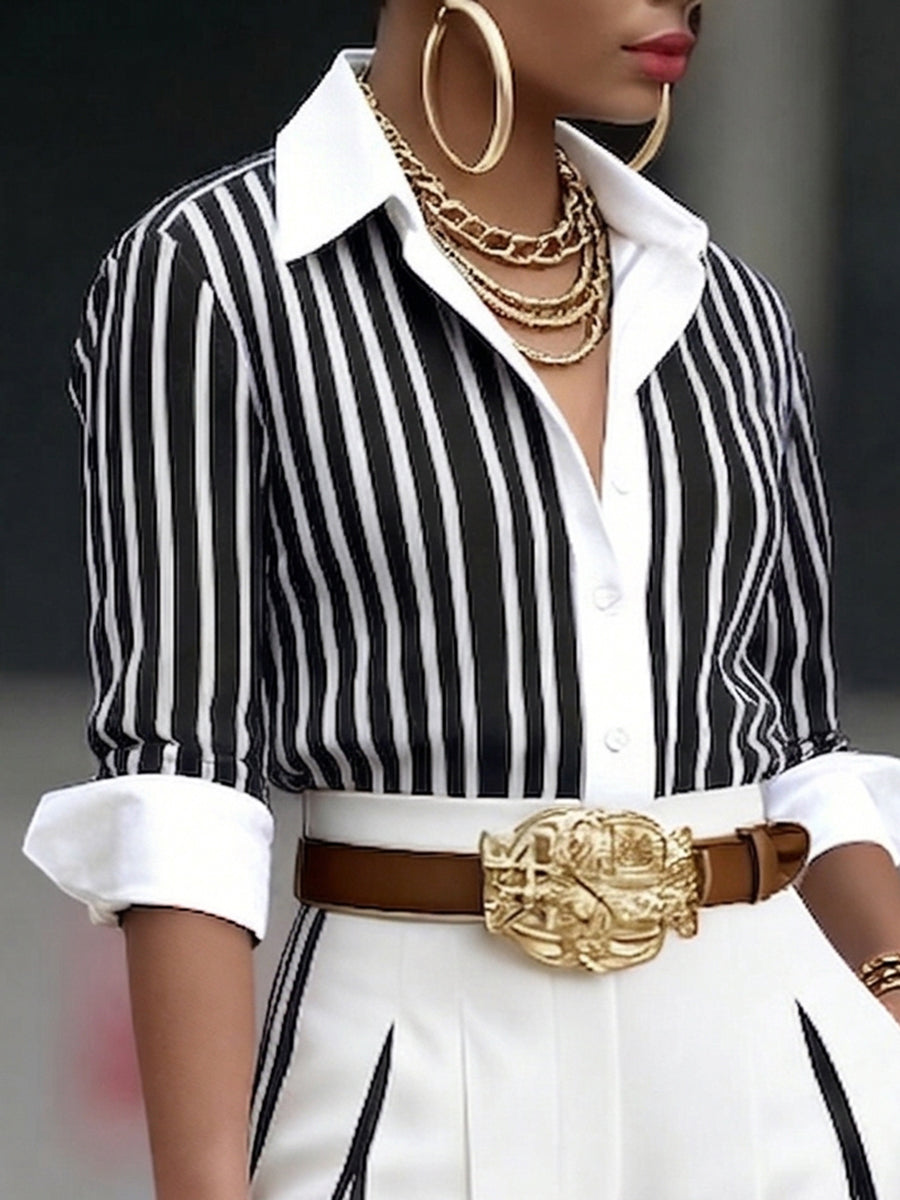 Hailey Elegant Striped Two-Piece Set